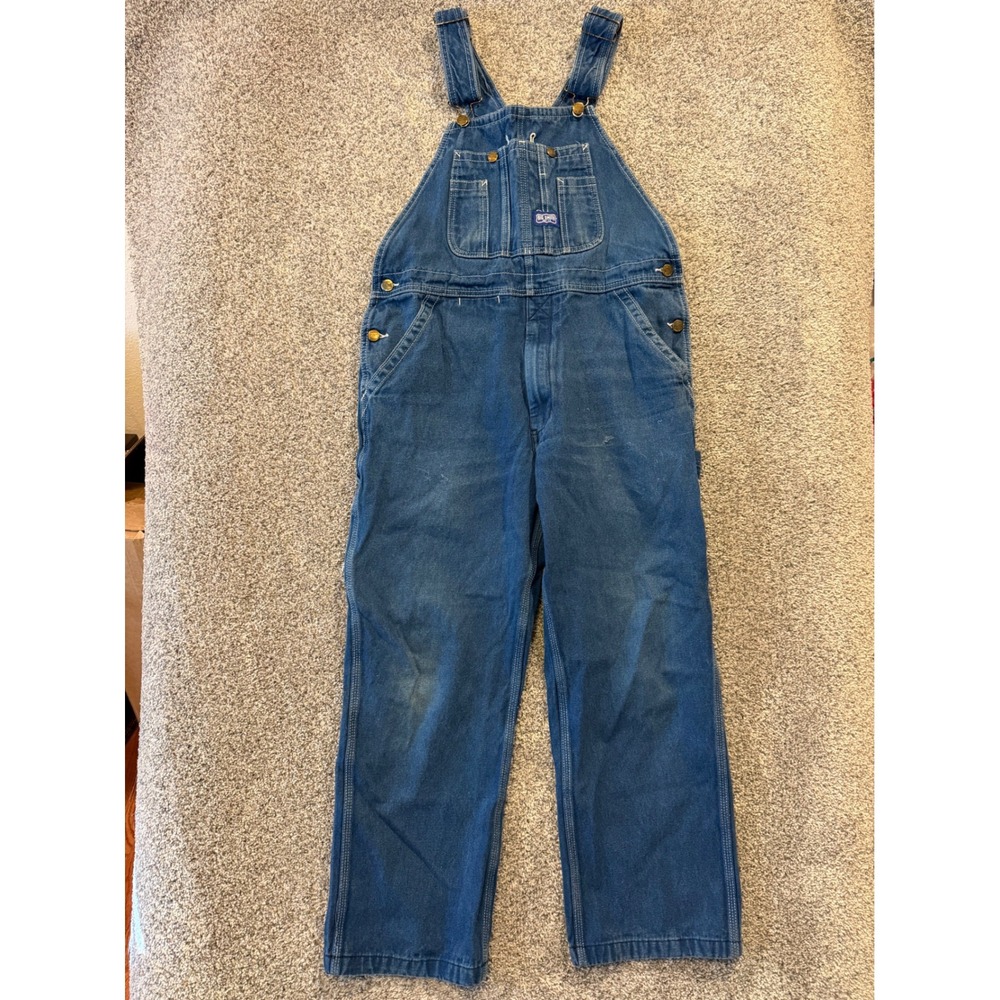 Big Smith Overalls Mens 34x30 Blue Denim Bib Workwear Carpenter Utility P36948 *